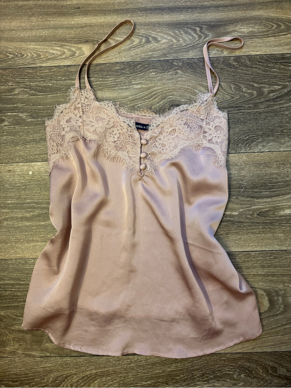 Abercrombie & Fitch Black Satin Lace Trim Camisole Top Size S